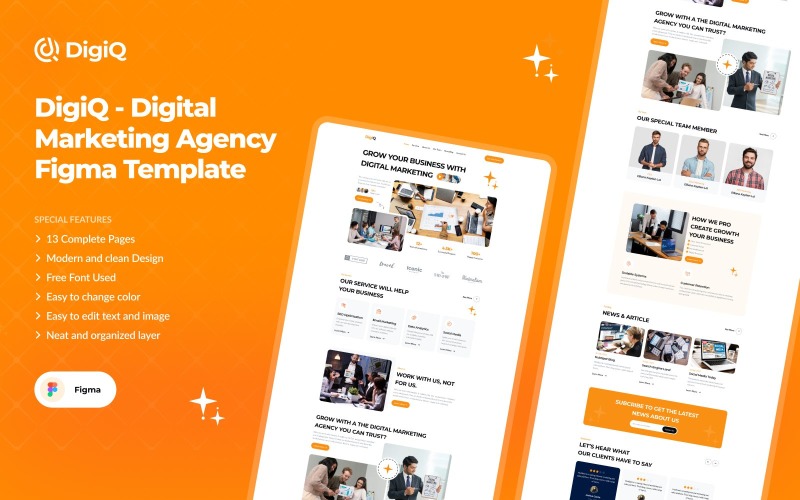 DigiQ - Digital Marketing Agency Figma Template UI Element