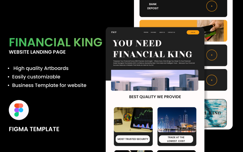 Financial King Figma Template Landing Page UI Element
