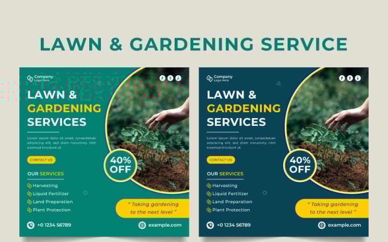 Lawn and gardening social media template design Social Media
