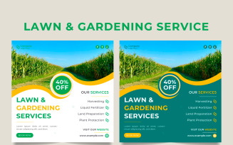 Lawn mower and garden cleaning service poster