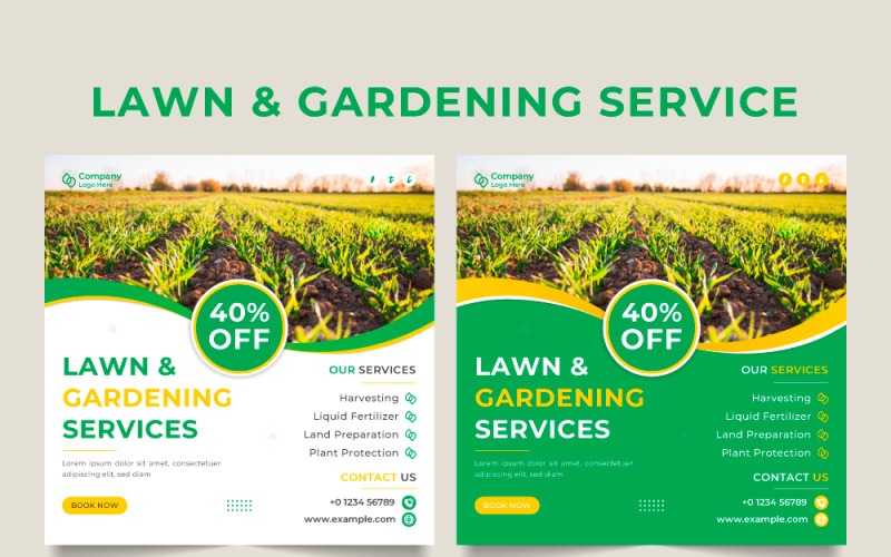 Lawn mowing business promotional poster design Social Media