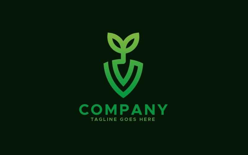 Shield gardening plant logo design template Logo Template