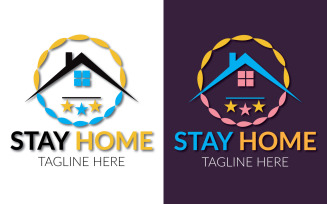 Stay home logo design concept