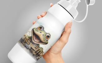 Frog funny Animal head peeking on white background 1