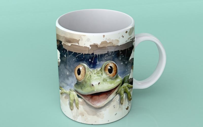 Frog funny Animal head peeking on white background 2 Illustration