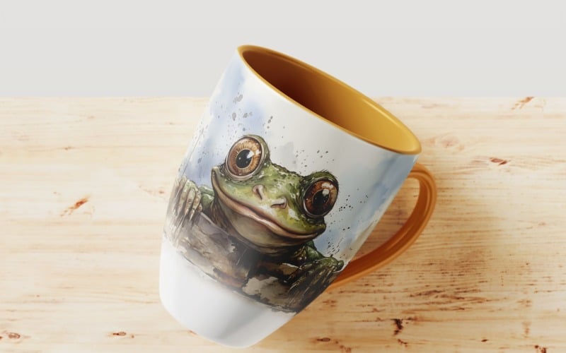 Frog funny Animal head peeking on white background 6 Illustration
