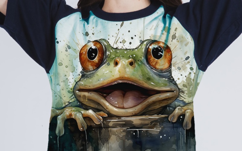 Frog funny Animal head peeking on white background 7 Illustration