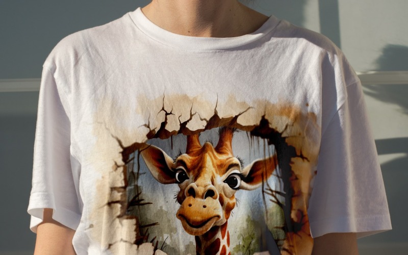 Giraffe funny Animal head peeking on white background Illustration