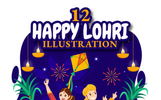 12 Happy Lohri Festival Illustration