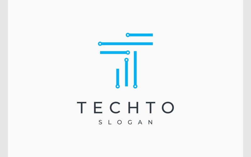 Letter T Circuit Technology Digital Logo Logo Template