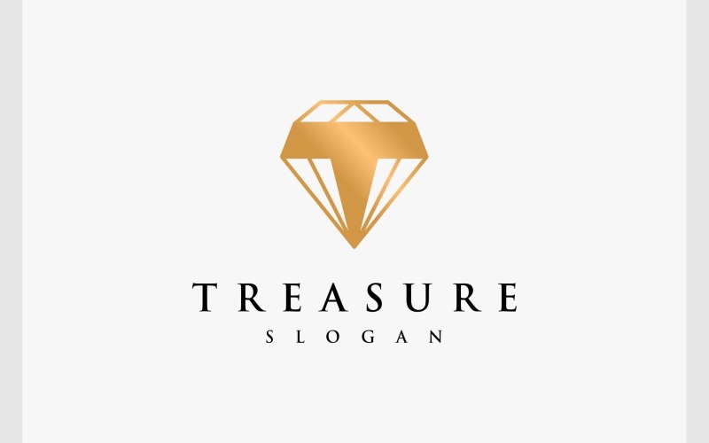 Letter T Diamond Jewelry Gold Logo Logo Template