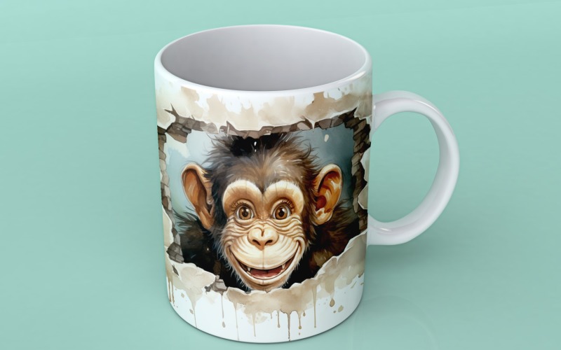 monkey funny Animal head peeking on white background 2 Illustration