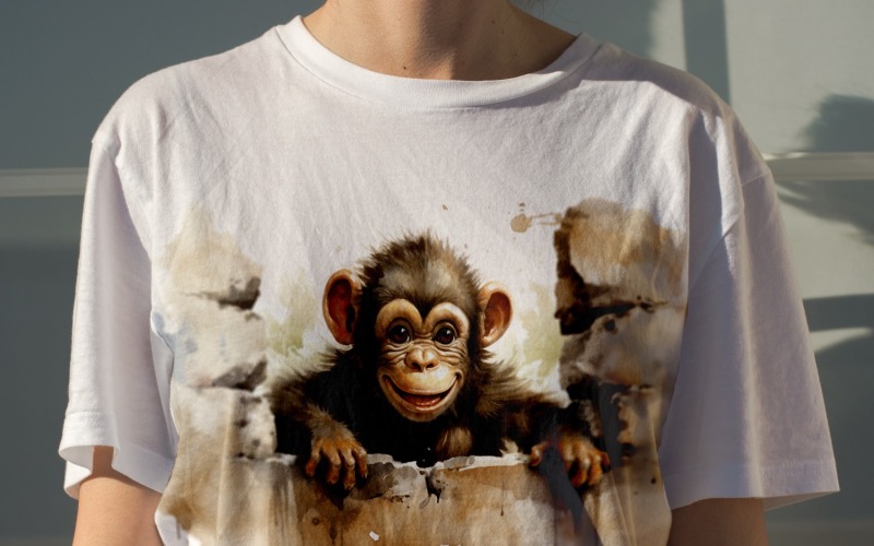 monkey funny Animal head peeking on white background 3 Illustration