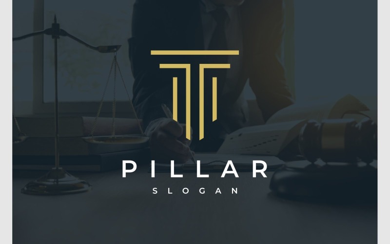 Pillar Gold Law Lawyer Logo Logo Template