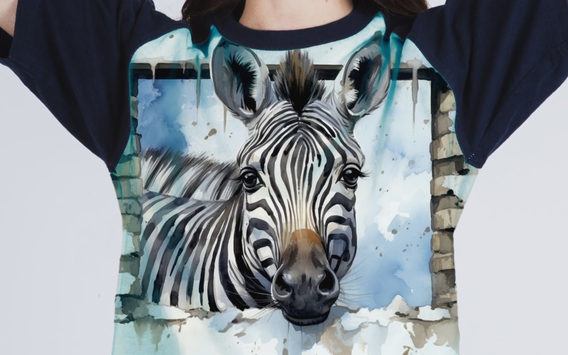 zebra funny Animal head peeking on white background 6 Illustration
