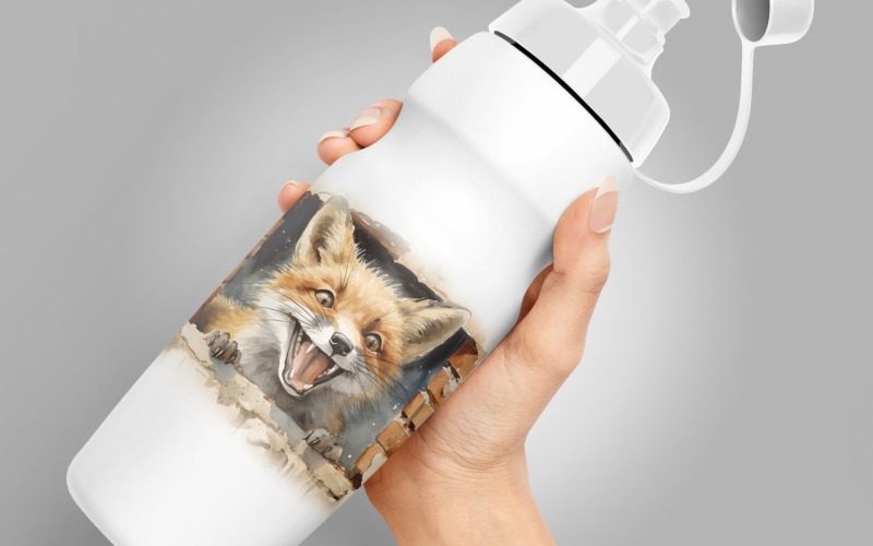 fox funny Animal head peeking on white background 1 Illustration