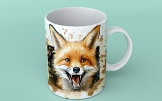 fox funny Animal head peeking on white background 2