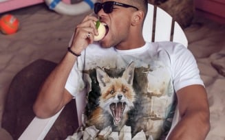 fox funny Animal head peeking on white background 3