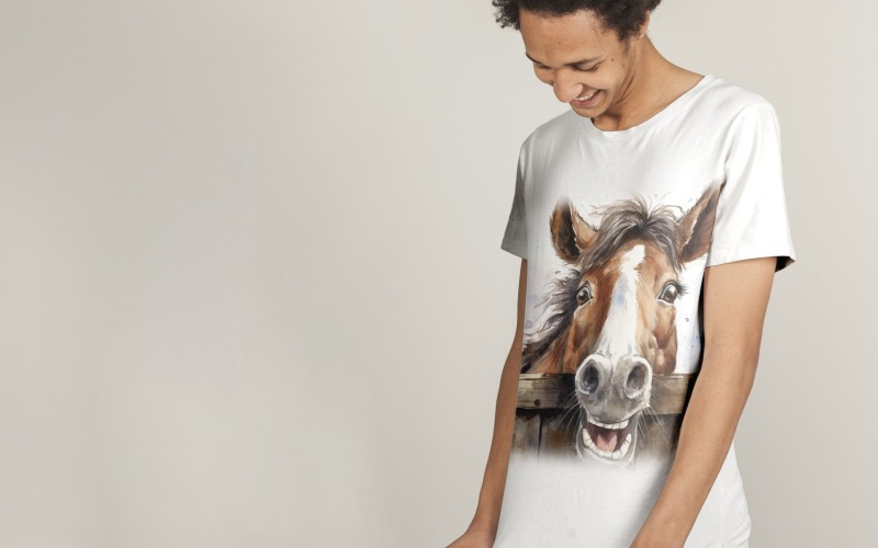 horse funny Animal head peeking on white background 2 Illustration