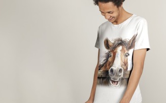 horse funny Animal head peeking on white background 2