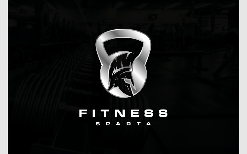 Kettlebell Spartan Gym Silver Logo Logo Template