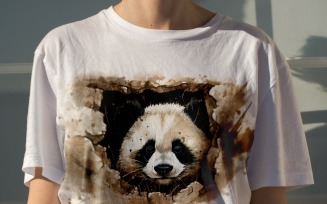 panda funny Animal head peeking on white background 3