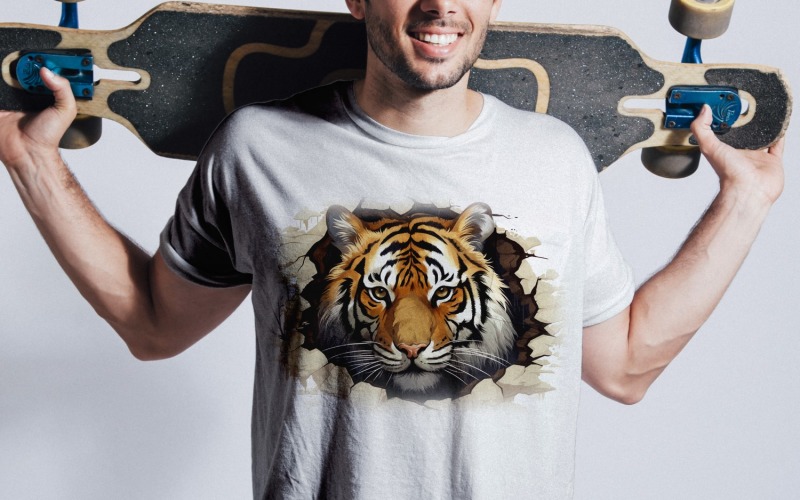 tiger funny Animal head peeking on white background 1 Illustration