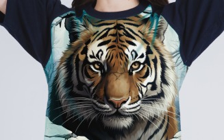tiger funny Animal head peeking on white background 4