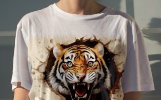 tiger funny Animal head peeking on white background 6