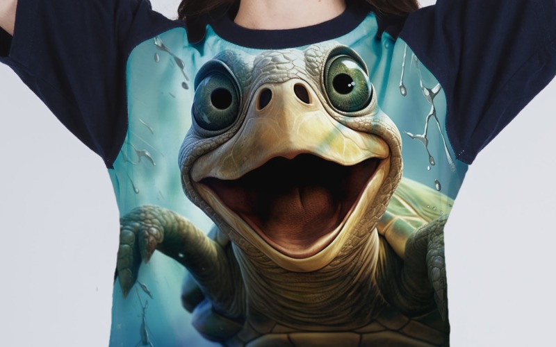 turtle funny Animal head peeking on white background 1 Illustration