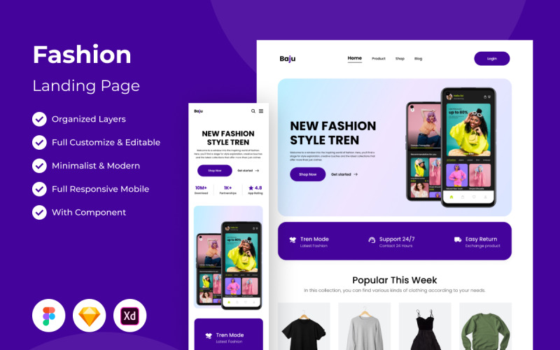 Baju - Fashion Landing Page UI Element