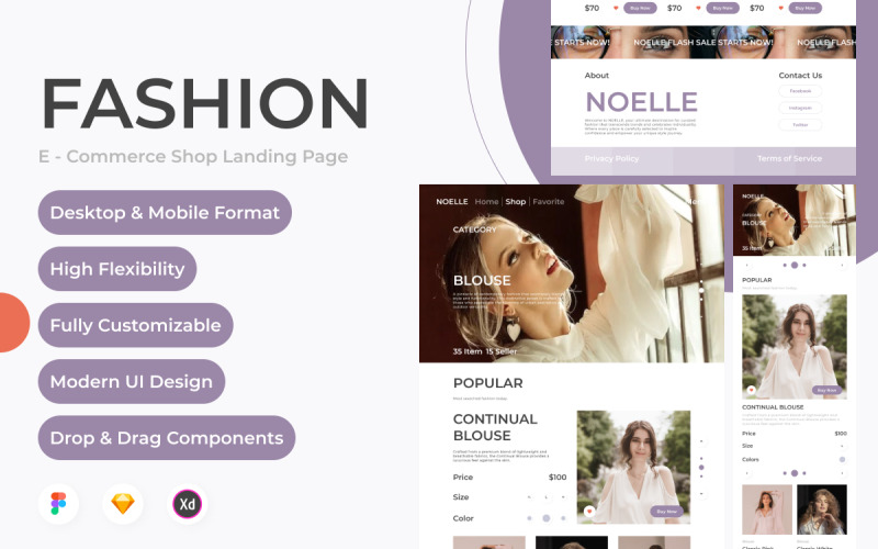 Noelle - Website Home Landing Page V2 UI Element