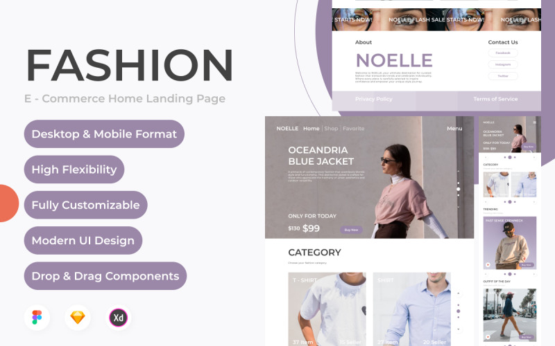 Noelle - Website Home Landing Page UI Element