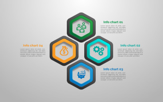 Simple 4 step vector polygon style infographic element design.