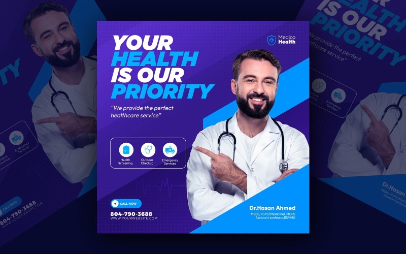 Health Care And Doctor Social Media Post Template