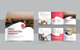 Construction and renovation square trifold brochure design template