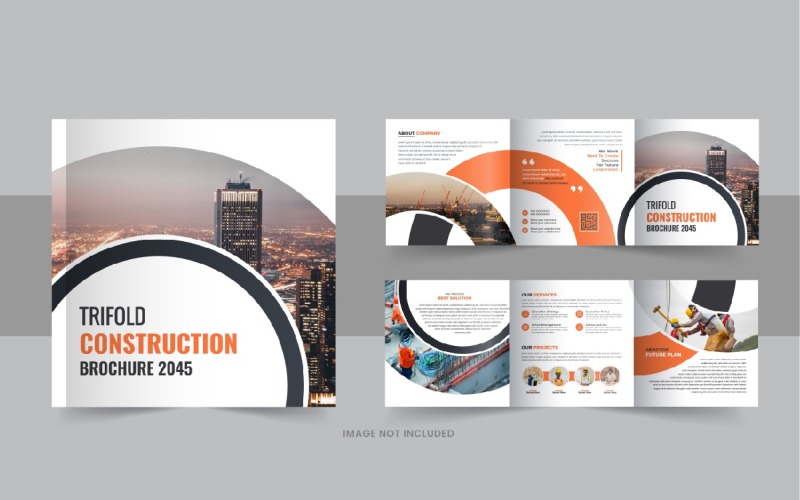 Construction and renovation square trifold brochure design Corporate Identity