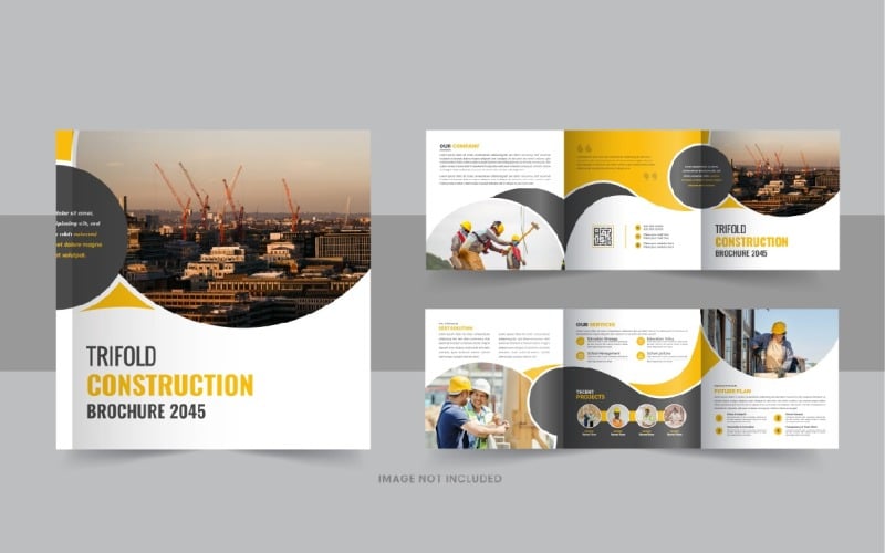 Construction and renovation square trifold brochure template design Corporate Identity