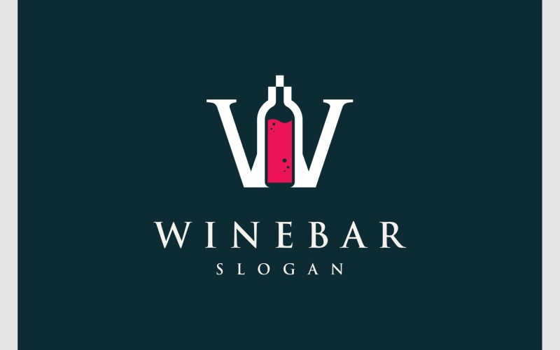 Wine Drink Bottle Letter W Logo Logo Template