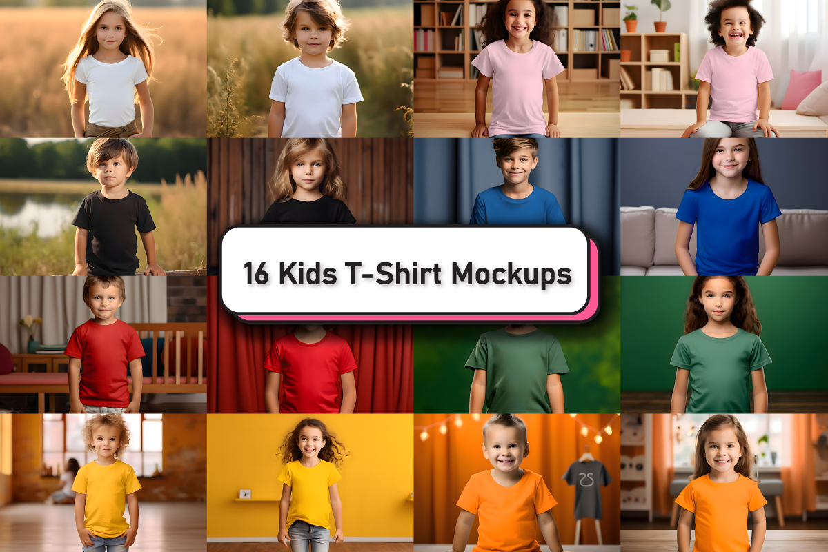 Kids Bella Canvas 3001 T-Shirt Mockup Bundle