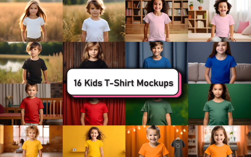 Kids Bella Canvas 3001 T-Shirt Mockup Bundle Product Mockup