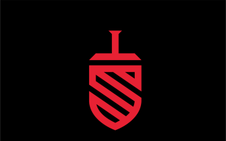 Sword Shield Letter S logo design template