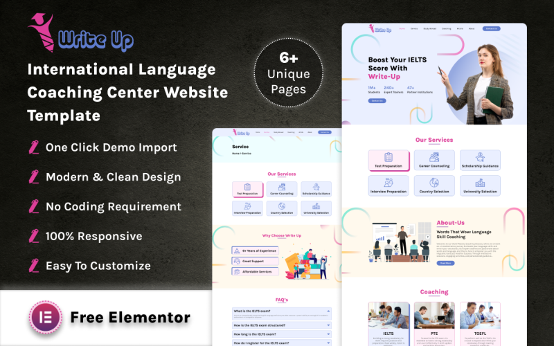 WriteUp - International Language Coaching Center Website Template Elementor Kit