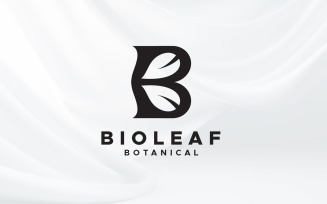 B letter gardening plant leaf logo design template