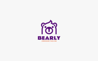 Bear Line Art Logo Template