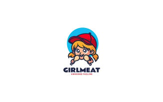 Girl Meat Mascot Cartoon Logo