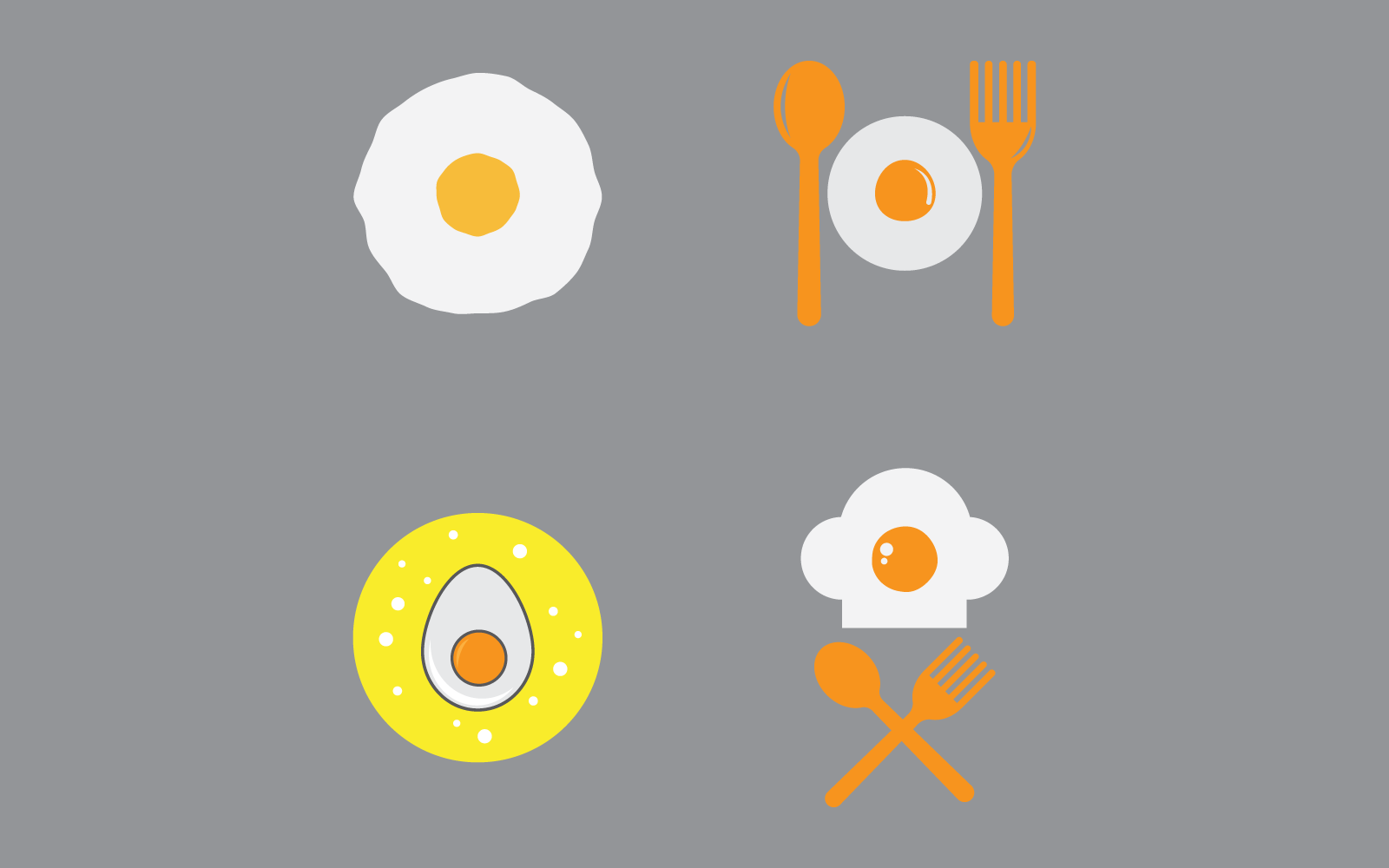 Группа векторных плоских иконок жареных яиц