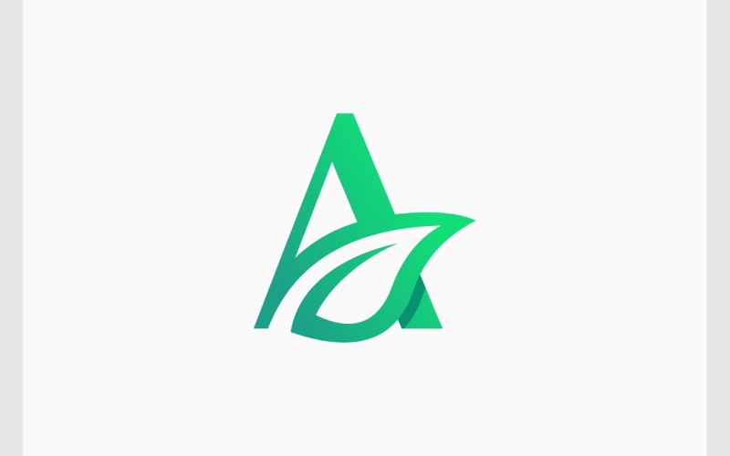Letter A Leaf Organic Fresh Logo Logo Template