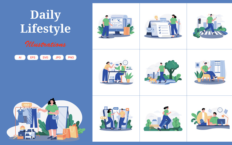 M496_Daily Lifestyle Illustration Pack