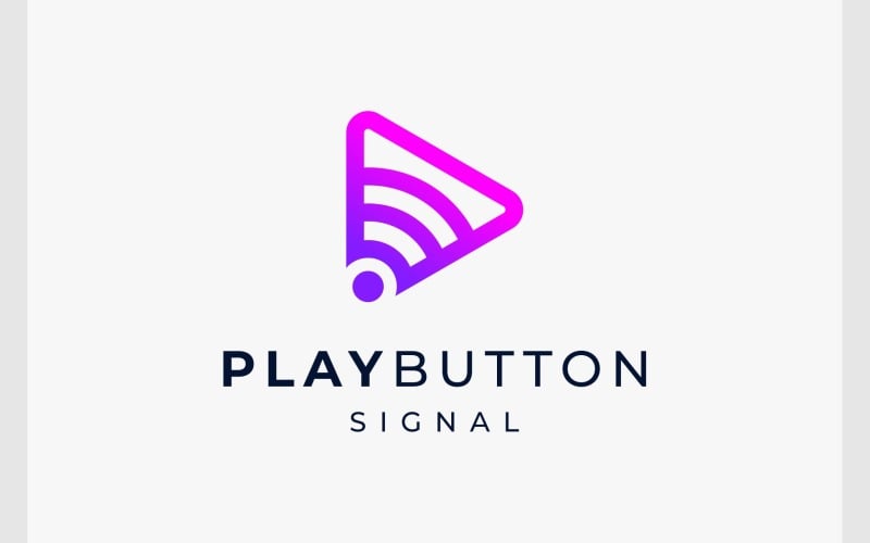 Play Button Signal Technology Logo Logo Template